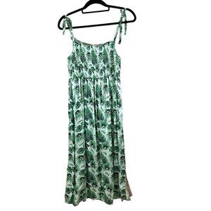 Aulani Dress Womens Small Green‎ White Hawaiian Strappy Maxi Dress Disney NWT